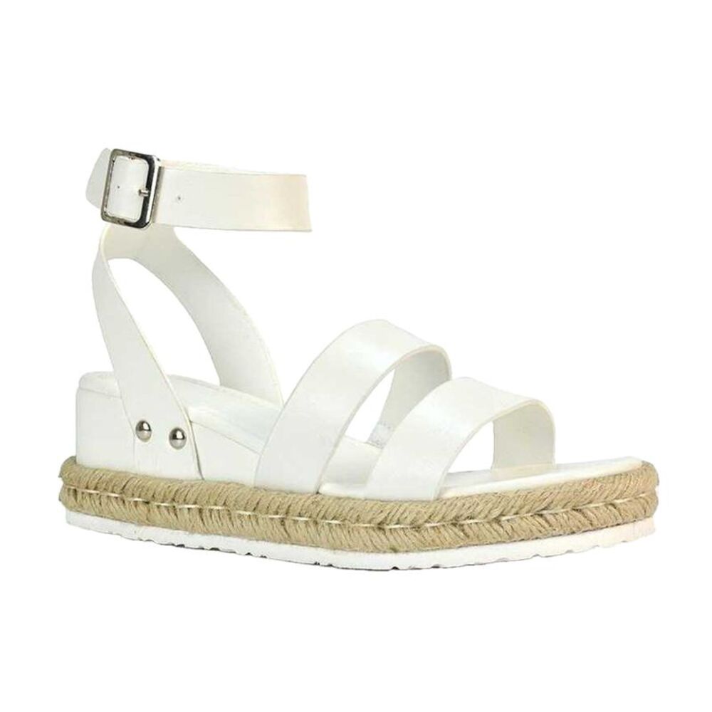 XY London Womens/Ladies Brook Platform Low Wedge Sandals / White